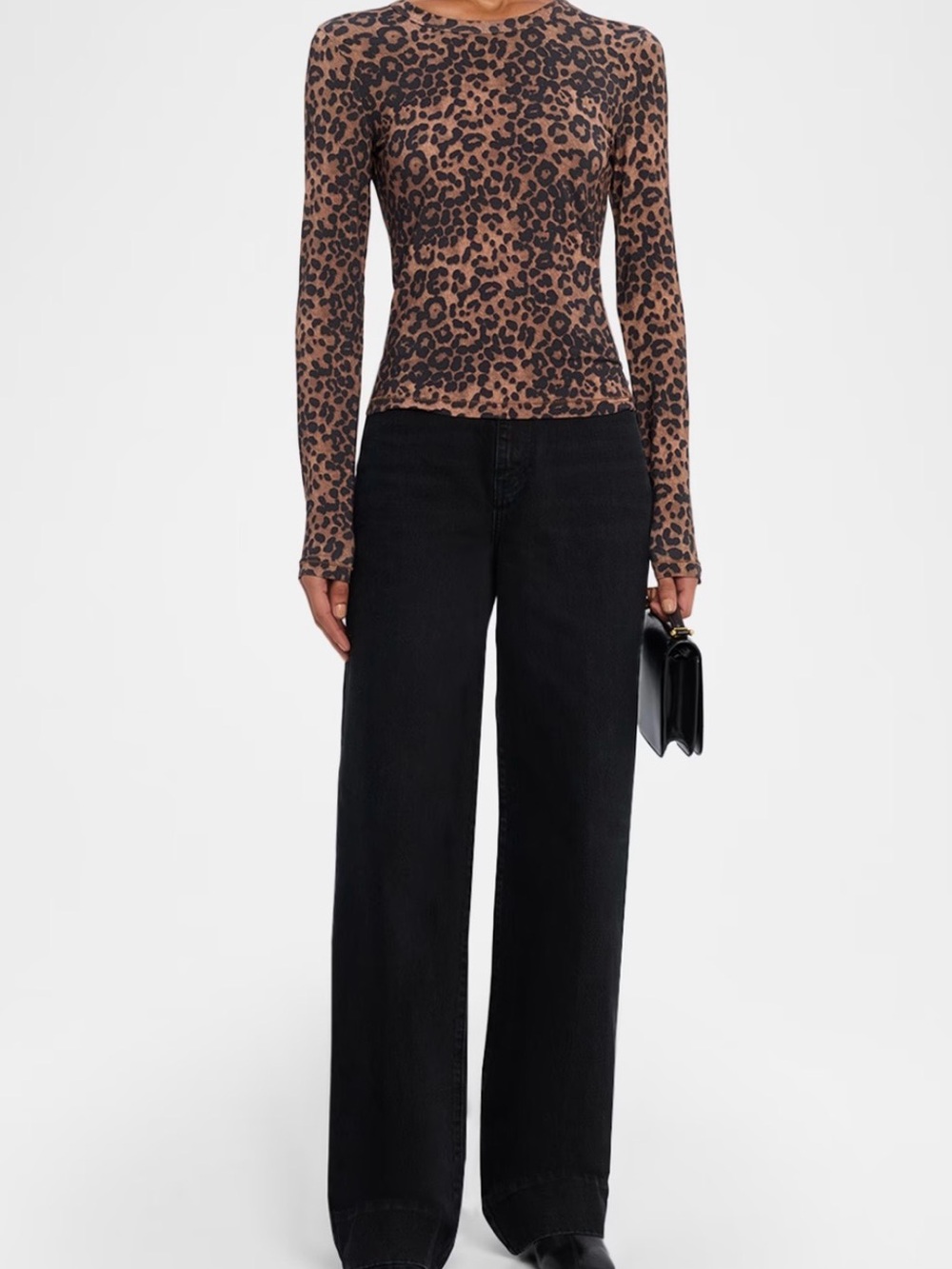 Frame Denim Black Wide Straight-Leg Jeans